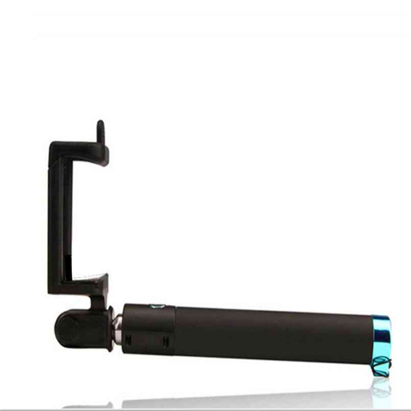 Autorretrato portátil extensível de mão monopé com fio para selfie stick para smartphone - azul
