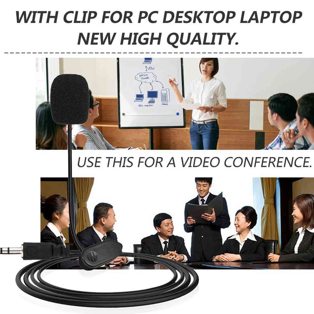 Tragbares 3,5-mm-Mini-Studio-Sprachmikrofon mit Clip für PC-Desktop / Notebook / Vorlesungsunterricht -