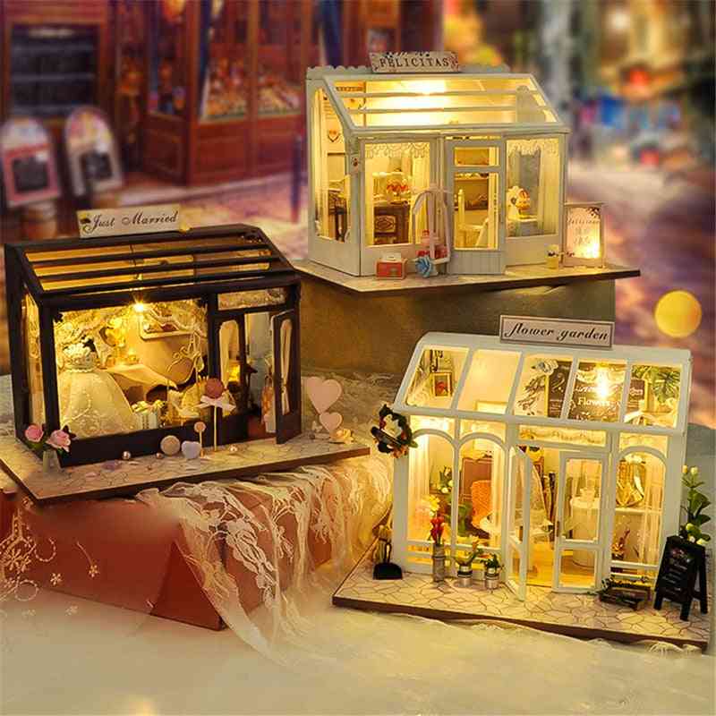 Roombox bricolage maison de poupée avec meubles maison en bois bâtiments miniatures modèles jouets pour enfants cadeaux de Noël d'anniversaire - Q24