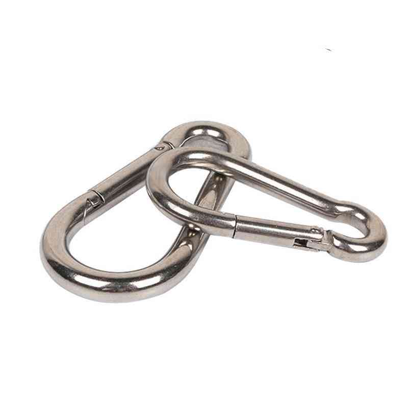 1/2/3/4 Pcs M6 M8 Locking Carabiners And Hooks Quick Link Stainless Steel Spring Clip Hook Mountaineering