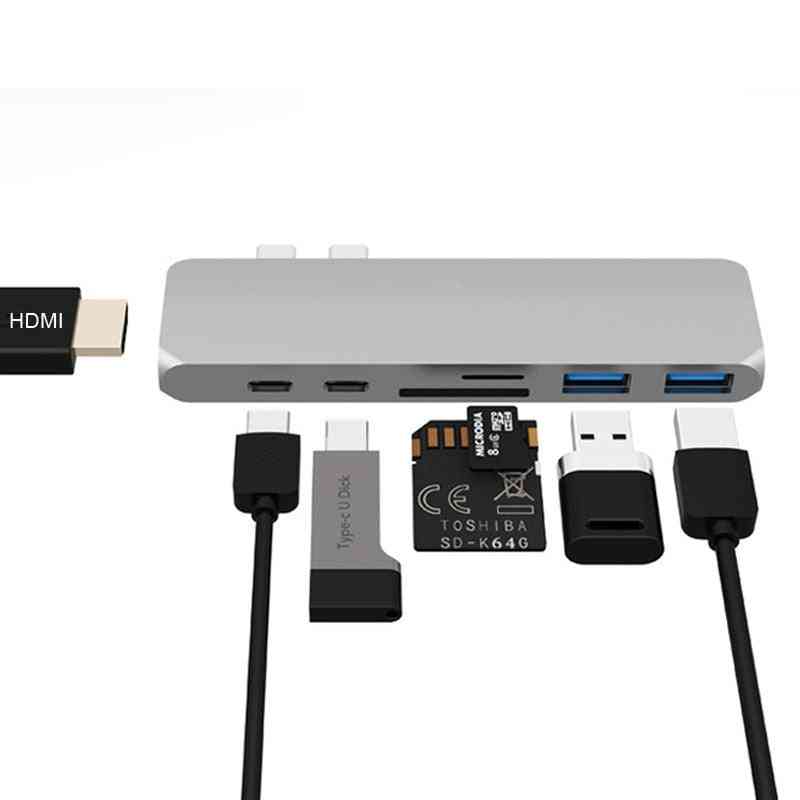 Rozbočovač USB-C na HDMI s Thunderbolt adaptérem s PD napájením, čtečkou karet TF SD