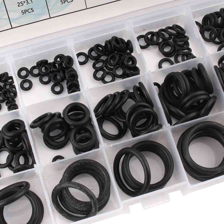200pcs / set kit surtido de juntas tóricas de goma de silicona - paquete de 15 tamaños con caja de plástico