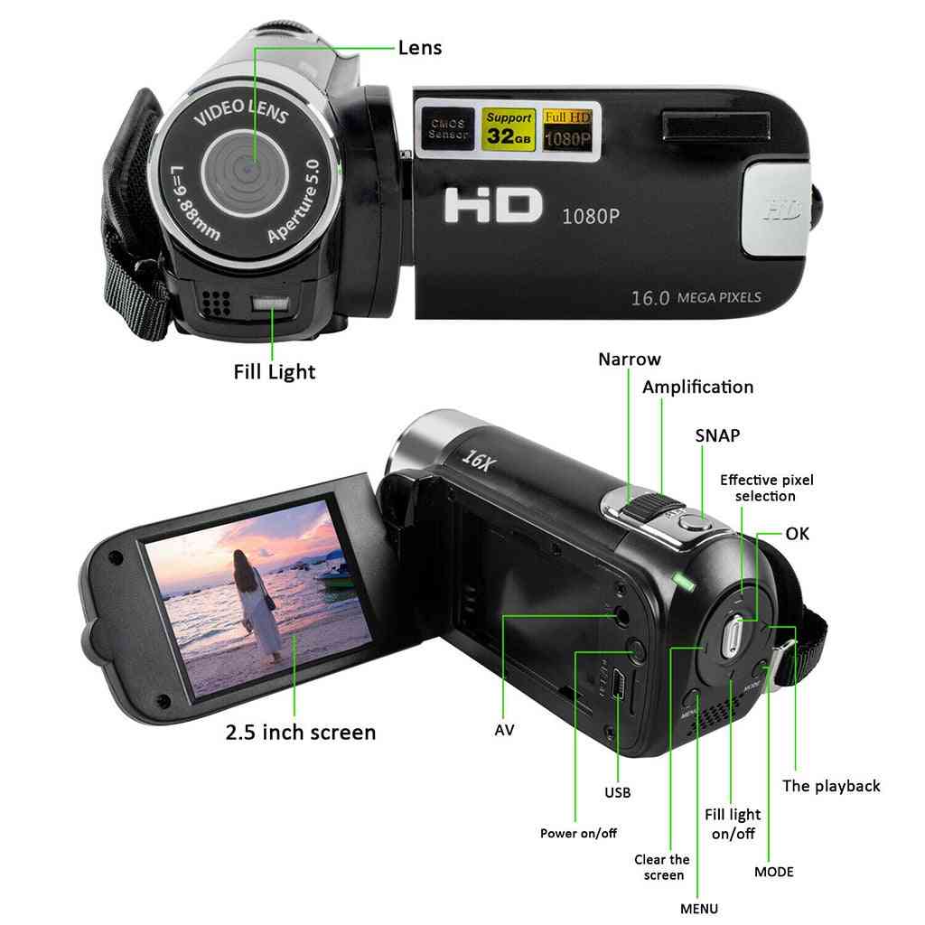 Full hd 1080p digitale 16x videocamera camcorder