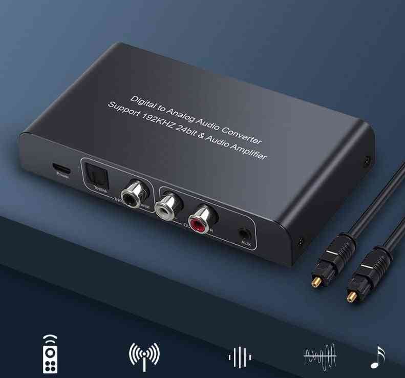 Digital To Analog Audio Converter With Ir Remote Control - Optical Coaxial Rca Jack Adapter