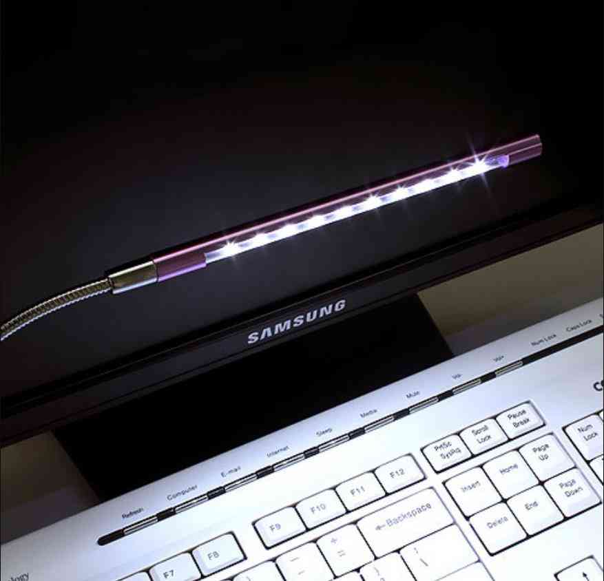 USB-lampe av metallmateriale, fleksible leselamper for bærbare datamaskiner - svart