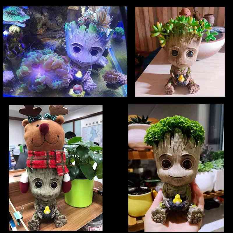 Strongwell flower pot baby groot big cute toy pen holder pvc hero model tree man garden plant - as picture-29