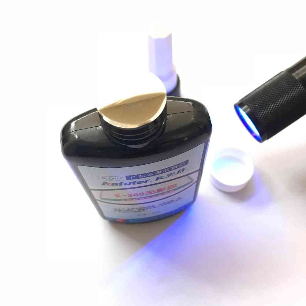 50ml kafuter UV-lim, UV-härdningsklim K-300 transparent kristall och glaslim med UV-ficklampa - K-300
