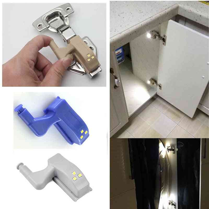 Iluminación de muebles LED gabinete automático apagado / encendido lámpara de bisagra para armario armario de cocina sensor de luz interior - gris / blanco cálido