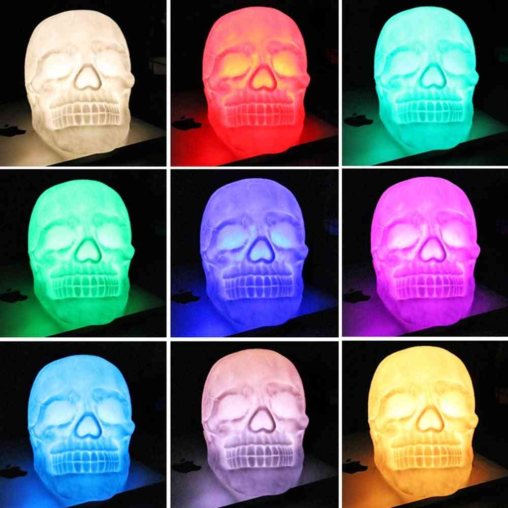 Remote Control Color Changeable Touch Sensor Skull, Led Night Light Lamp With Battery