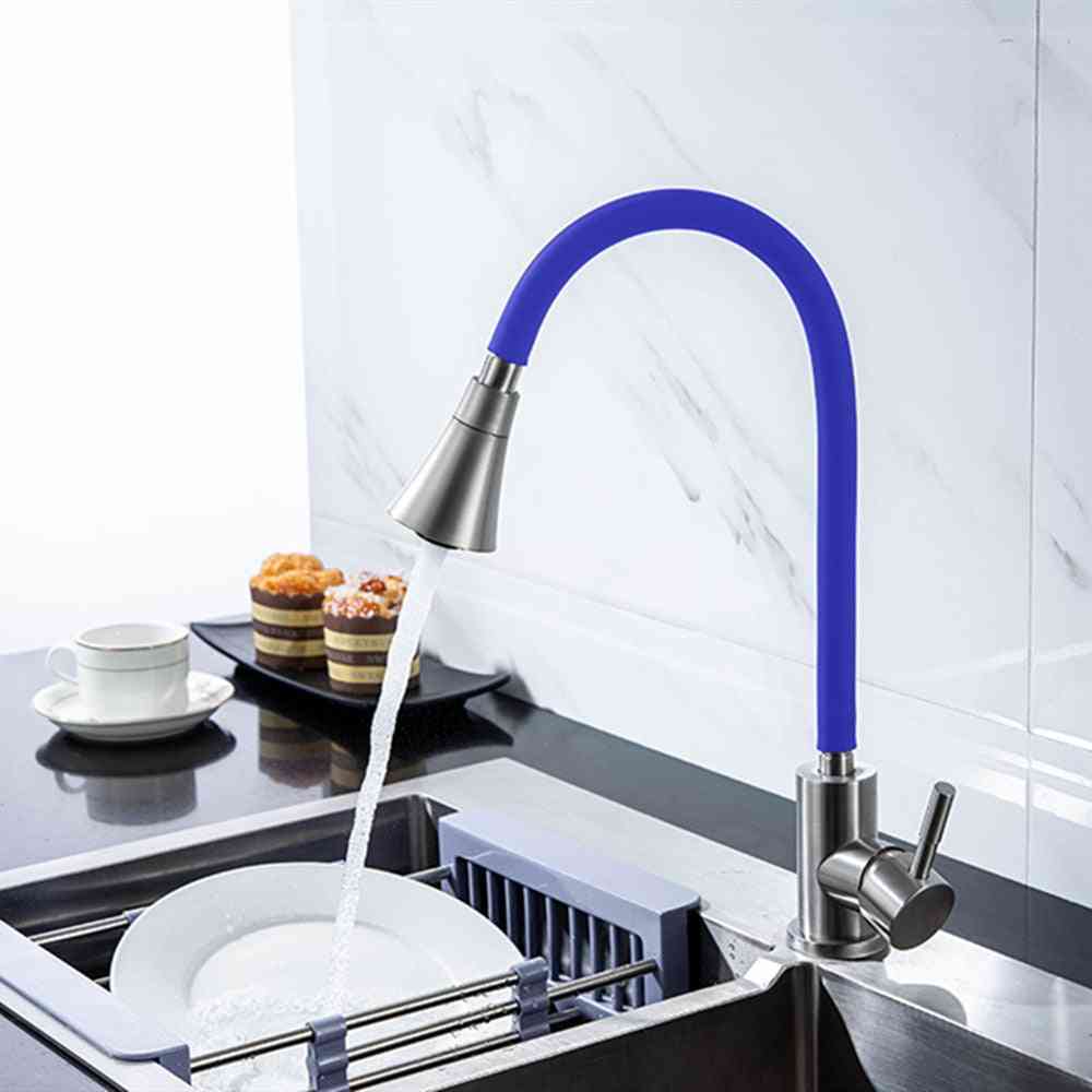 Silica Gel Nose Any Direction Rotating Faucet - Cold And Hot Water Mixer Single Handle Tap
