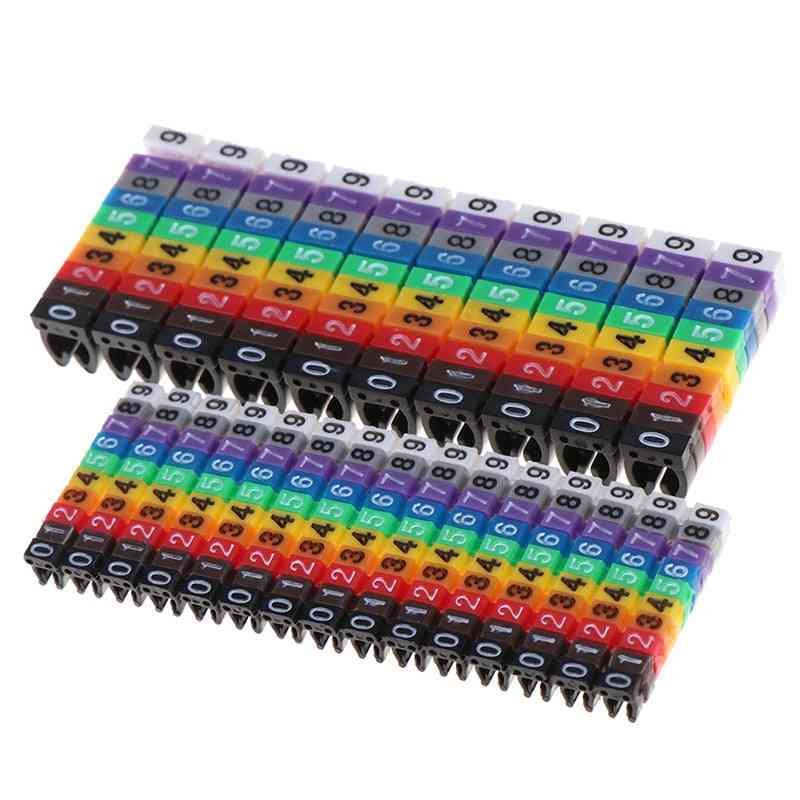 Marcadores de cabo etiqueta colorida com número tipo C para fio - 1,5 mm