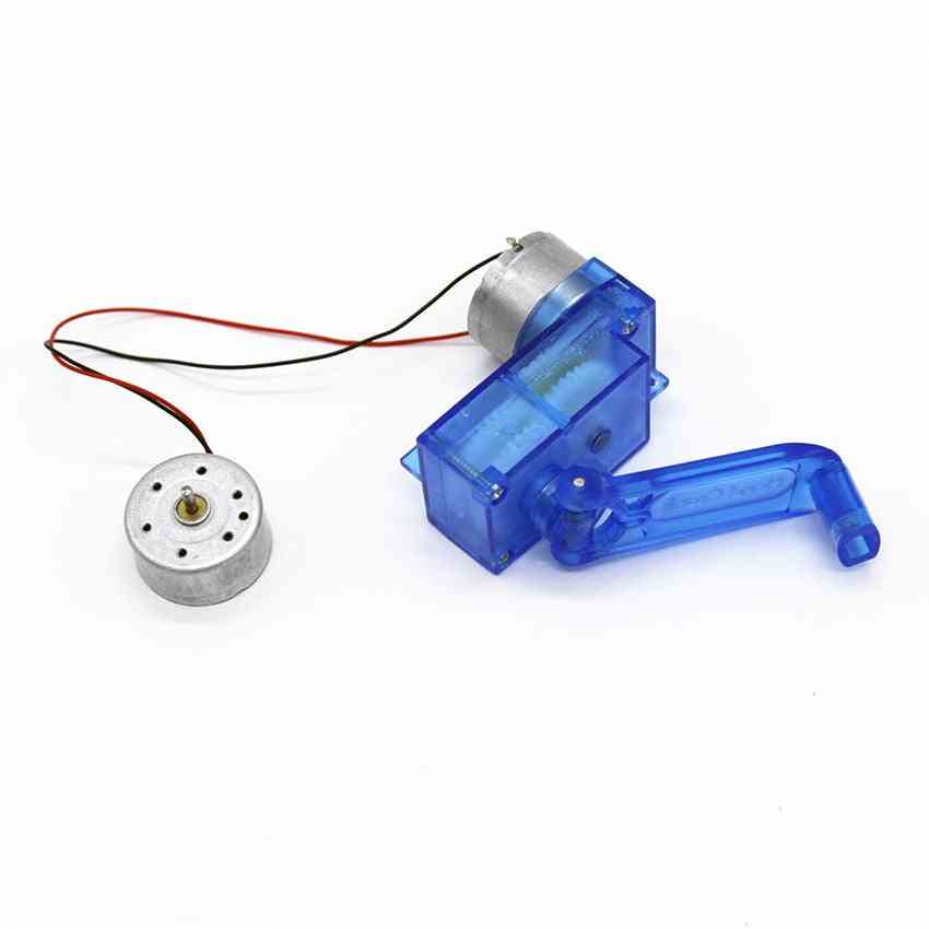 Generador de manivela azul transparente 310 para motor pequeño de 3v, iluminación de perlas de lámpara led mini dinamotor modelo de ventilador accesorios de juguete -