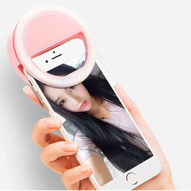 LED-Handy Selfie Licht Clip-On Lampe tragbare Blitzlicht Fotokamera für iPhone Smartphone - weiß / mit Akku