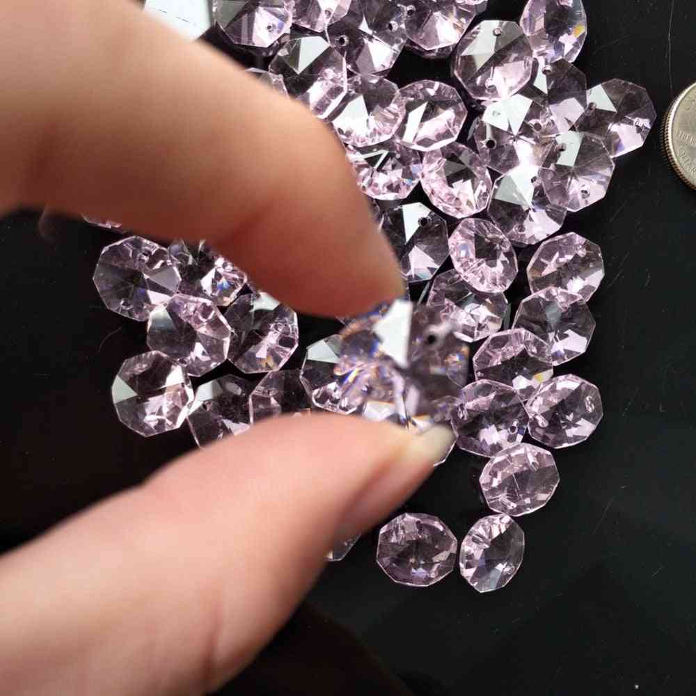 Kristall ab Glas Kunst Lampe Prisma Kronleuchter Kette, Achteck Perle Ornament 14mm Abstandshalter - schwarz
