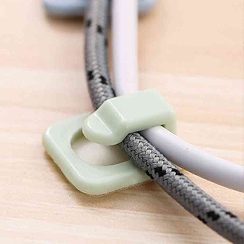 Samoprzylepne klipsy do kabli Prowadzenie przewodów Uchwyt na przewód do ładowania USB Organizer akcesoria - różowy