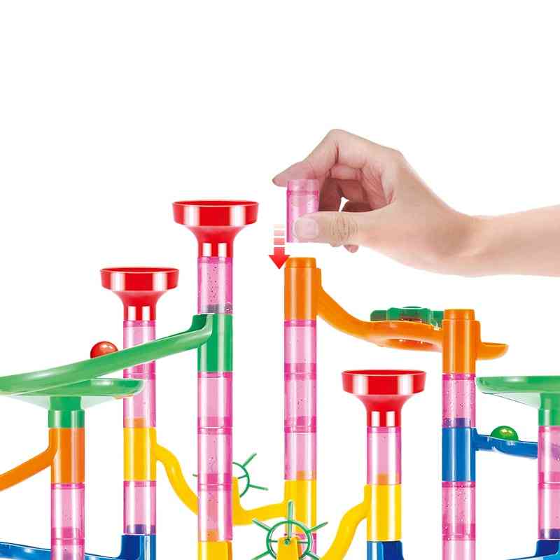 Diy konstruktion marmor kör tävlingsbanor byggstenar, barn 3d labyrint boll rulle leksaker för barn julklapp - 105st utan låda