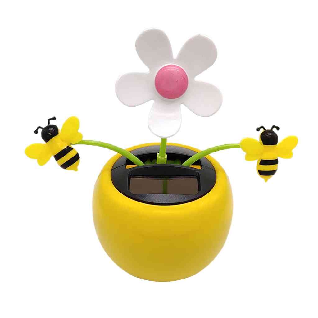 Soldrevet blomsterinsektdansedukke dukke leketøy hjemmeinnredning og bilpynt gul blomsterpotte blomst og honningbi -