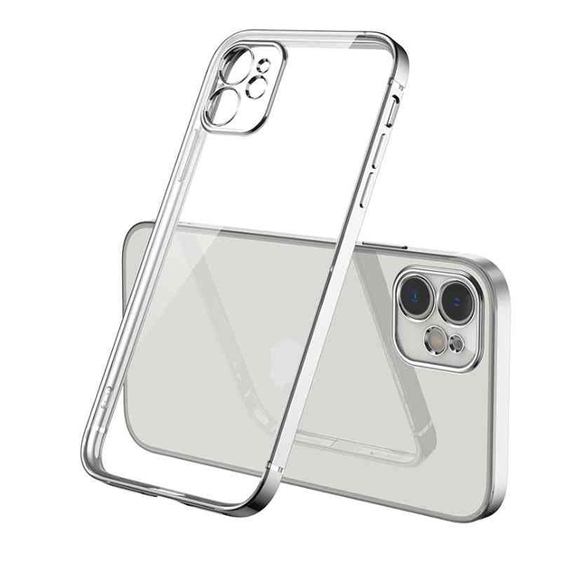 Capa traseira transparente e macia com revestimento quadrado para iphone 11/12 / pro / xs / max / 7/8 / plus / xr / xs - sab157 / para iphone 11
