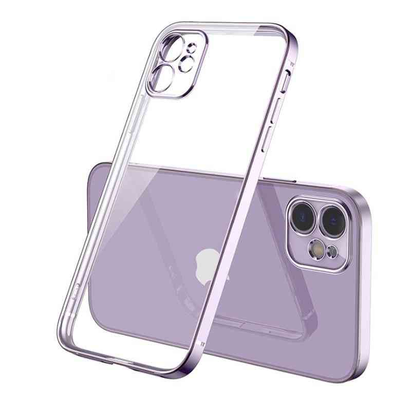 Capa traseira transparente e macia com revestimento quadrado para iphone 11/12 / pro / xs / max / 7/8 / plus / xr / xs - sab157 / para iphone 11