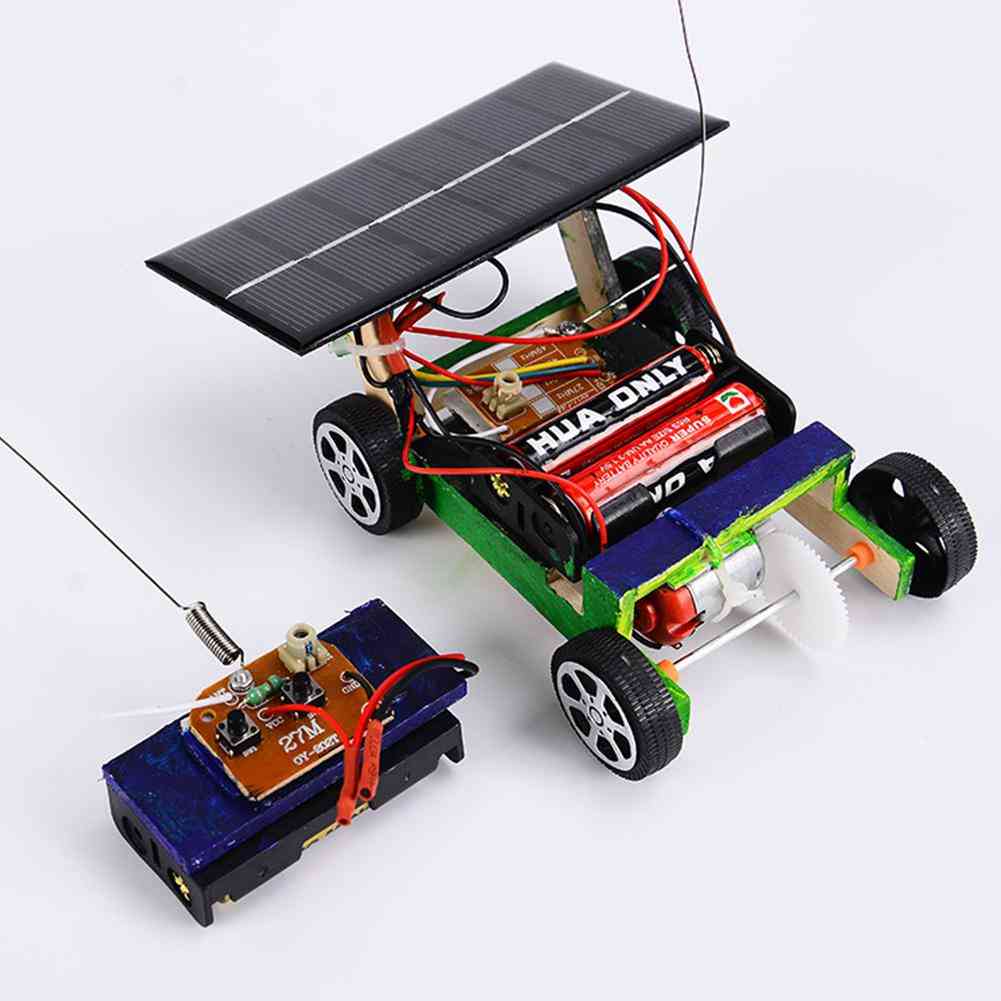 Hobbylane Wooden Diy Solar Powered Rc Car Puzzle Assembly Science Vehicle Set For