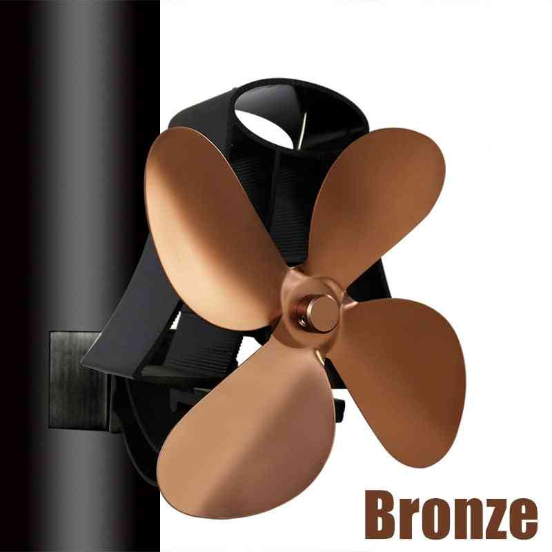 Wall Mounted Type 4 Blade Heat Powered Stove Fan - Home Fireplace Fuel Saving Distribution