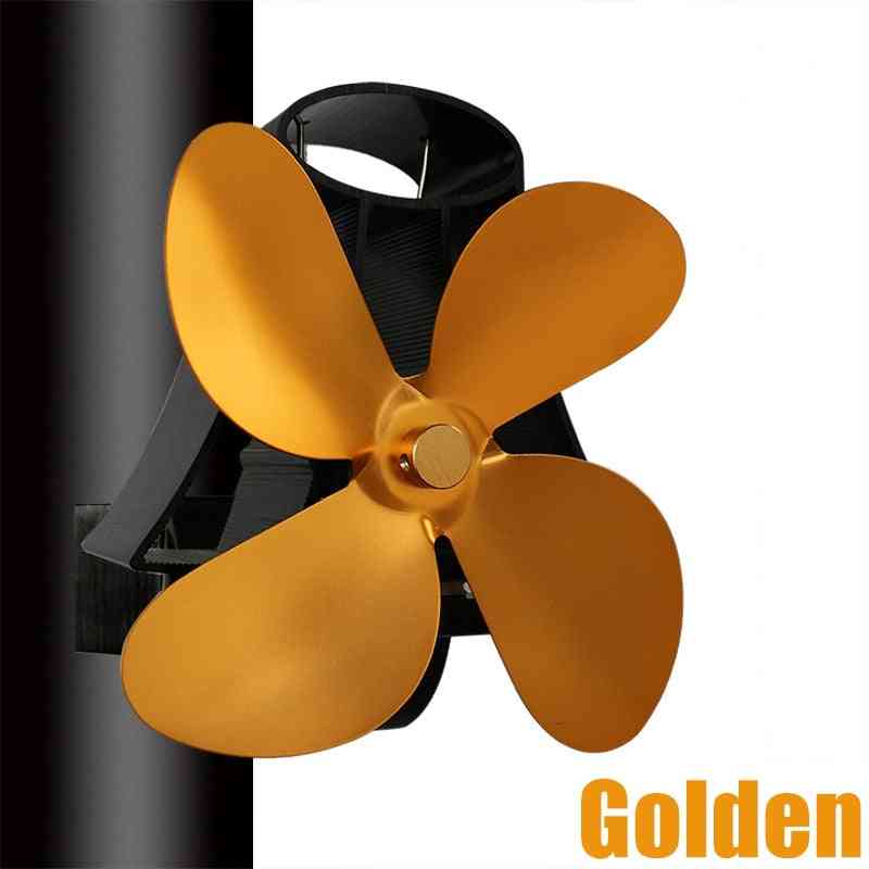 Wall Mounted Type 4 Blade Heat Powered Stove Fan - Home Fireplace Fuel Saving Distribution