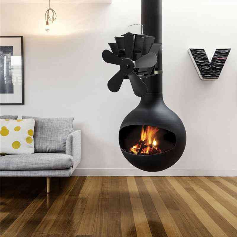 Multi Blade Fireplace Heat Powered Stove Fan - Log Wood Burner