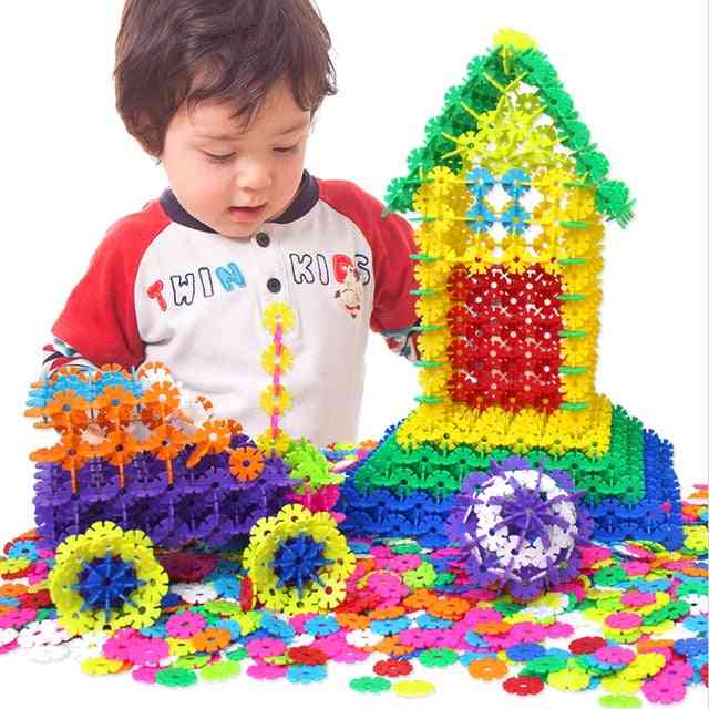 Kirakós műanyag, hópehely épület 3d puzzle - kreatív építési gyerekjátékok