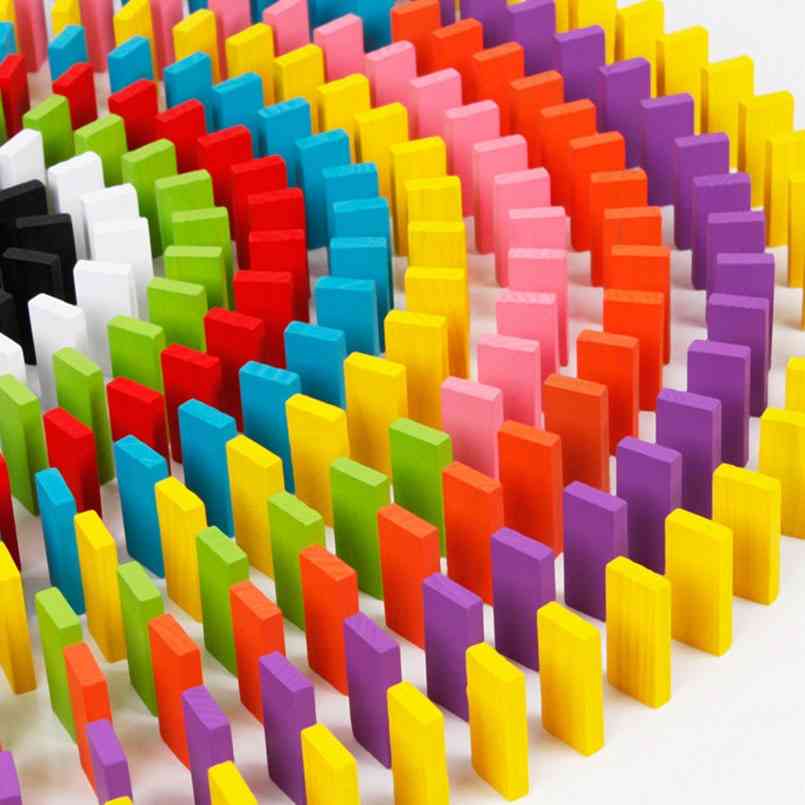 Holz Domino Blöcke Bau Spielzeug, Kits Farbe sortieren Regenbogen Domino Spiele pädagogische Holz Block Spielzeug für Kinder Kinder Geschenke - 120 Stk