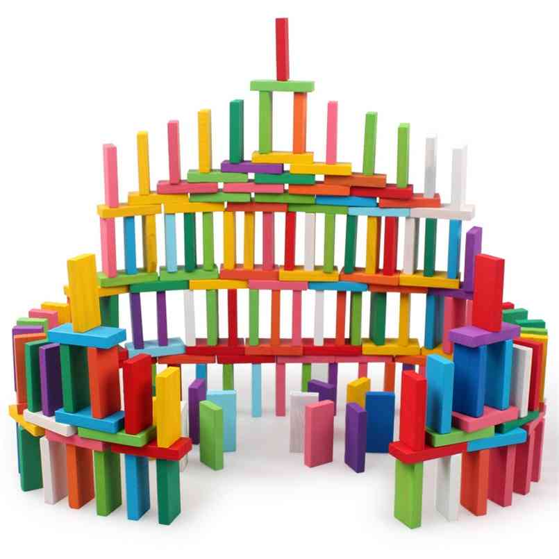 Holz Domino Blöcke Bau Spielzeug, Kits Farbe sortieren Regenbogen Domino Spiele pädagogische Holz Block Spielzeug für Kinder Kinder Geschenke - 120 Stk