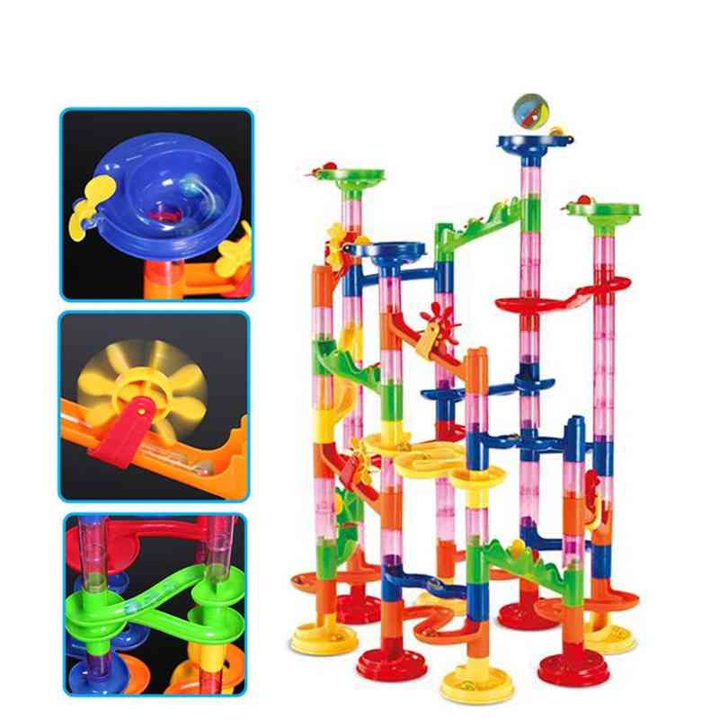 Model de mărgele blocuri de construcții, bilă de marmură de construcție, jucărie roller coaster