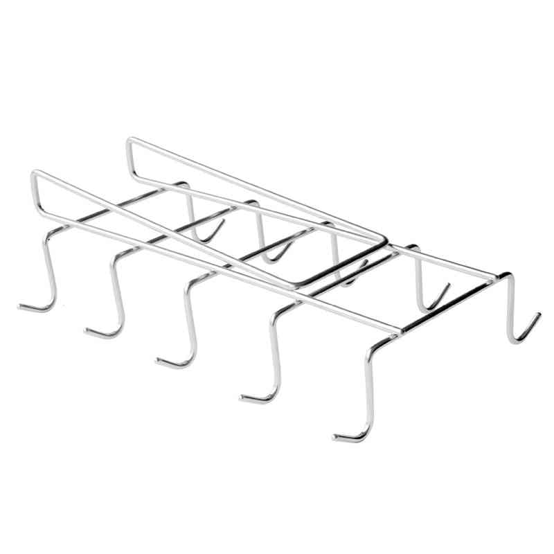Hthl-mug Holder Cup Hanger Under Shelf For  Cabinet, Coffee And  Kitchen Storage -rack Cupboard Silver 10 Hooks 304 Stainless Steel (white)