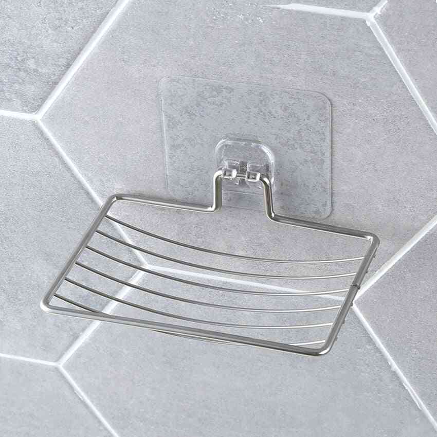Zilver badkamer vacuüm plakken zeep houder cup box, afwasmiddel opslag saver douchebak badkamer accessoires -