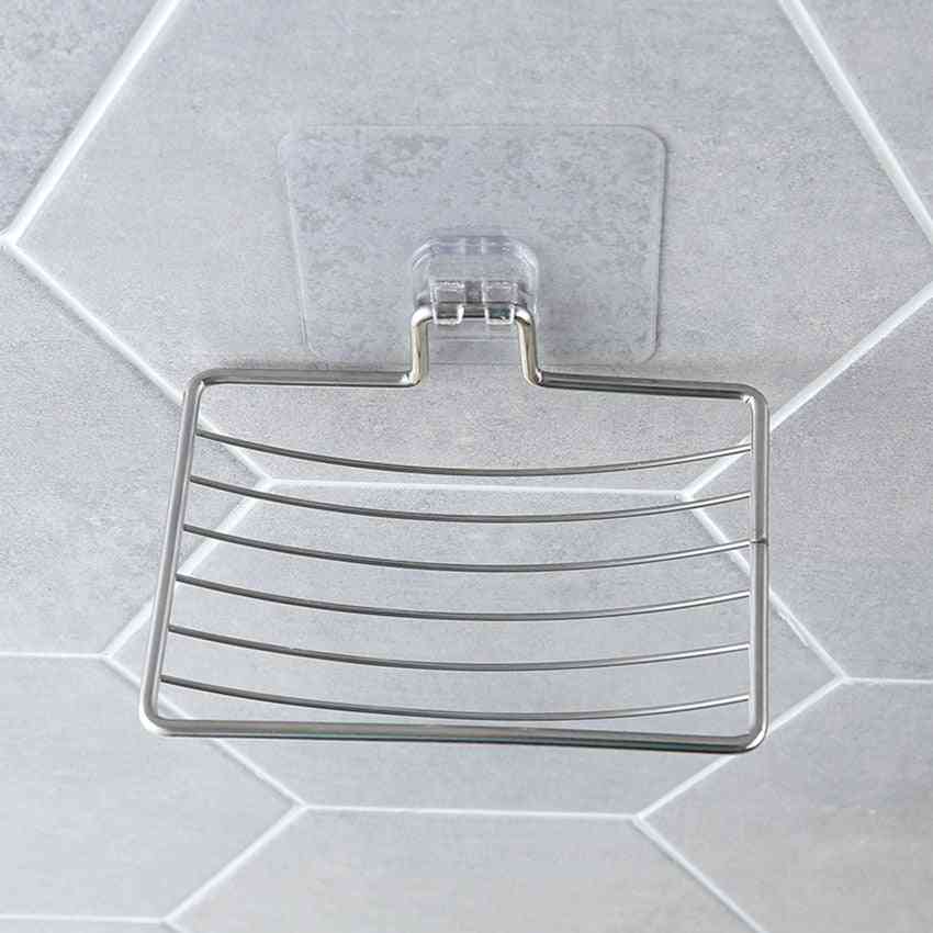 Boîte de tasse de porte-savon en pâte sous vide de salle de bains en argent, accessoires de salle de bain pour plateau de douche économiseur de stockage de savon à vaisselle -