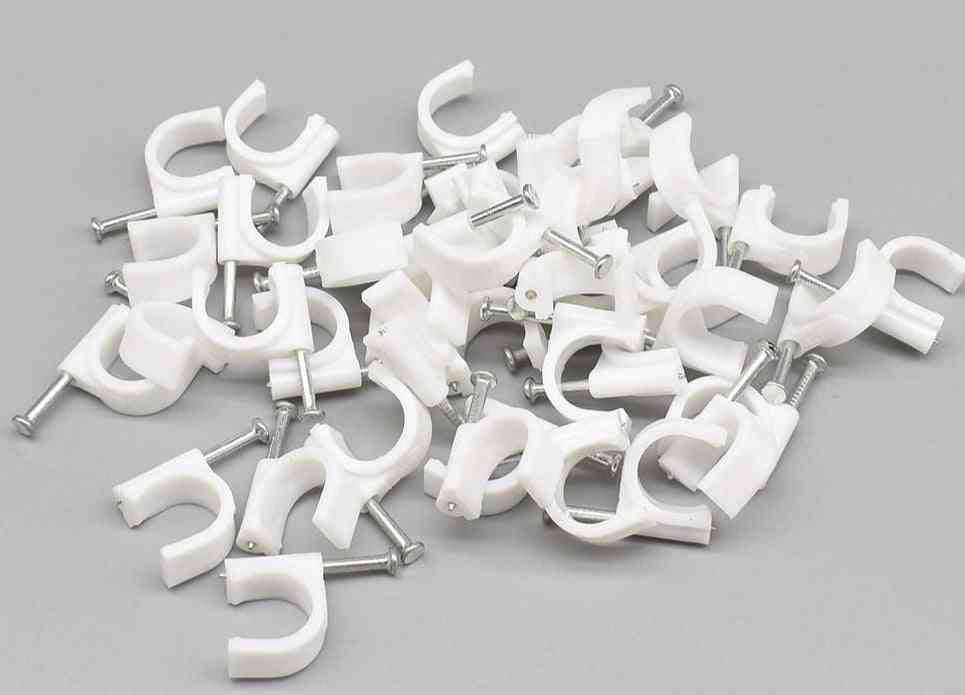 Pe Plastic Circle Cable Clip With High Carbon Steel Nails