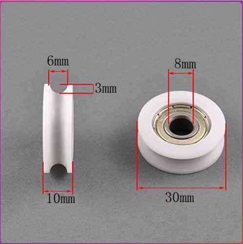 Fixmee 2pc 8 * 30 * 10mm u Nut Nylon flexible Kugellager Radrolle für Möbel -