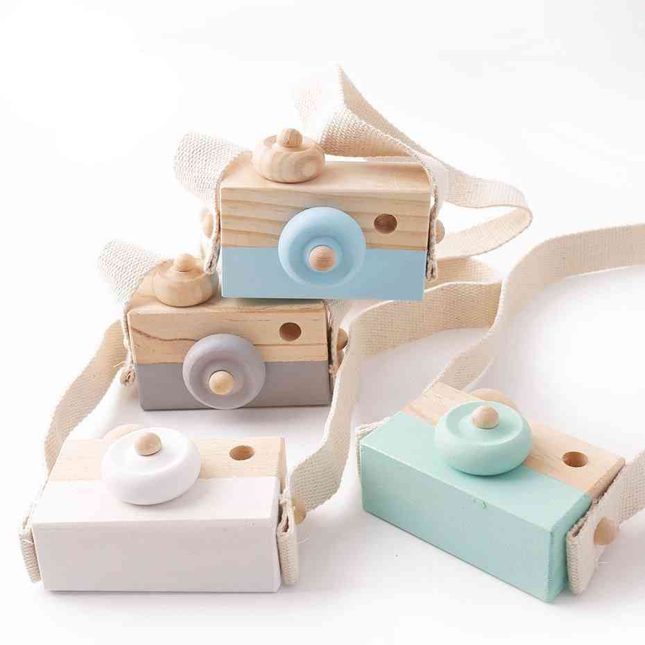 1pc madera, cámara de moda - juguete montessori para niños - cámara azul