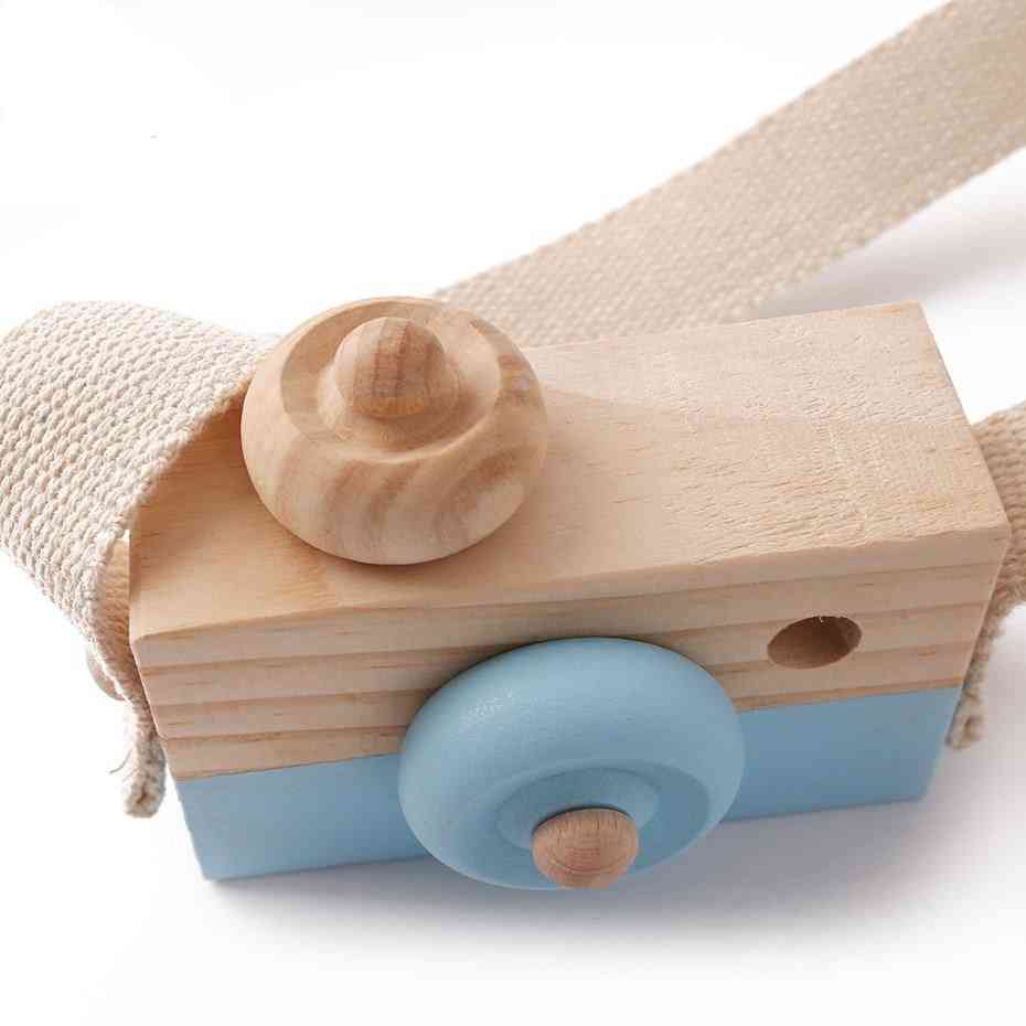 1 peça de madeira, câmera da moda - brinquedo montessori para crianças - câmera azul