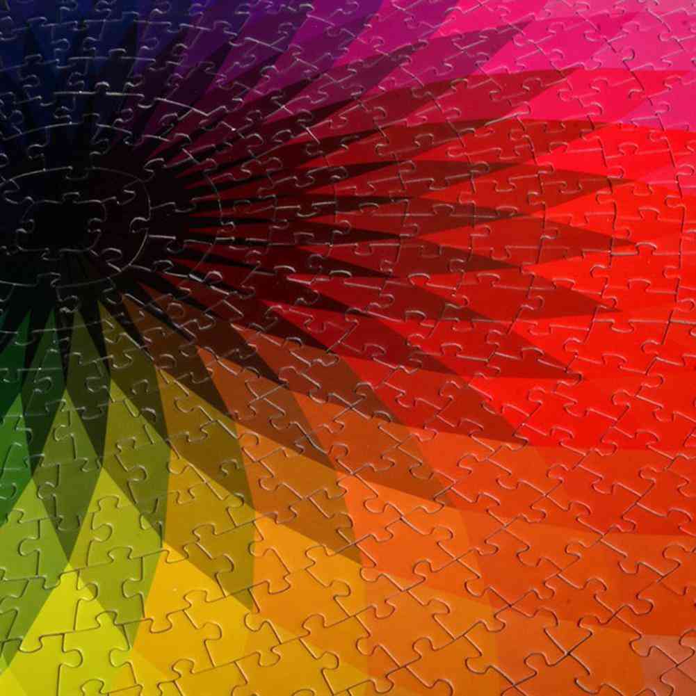 1000 st / set färgglad regnbåge, rund geometriskt fotopussel för barn - svart låda