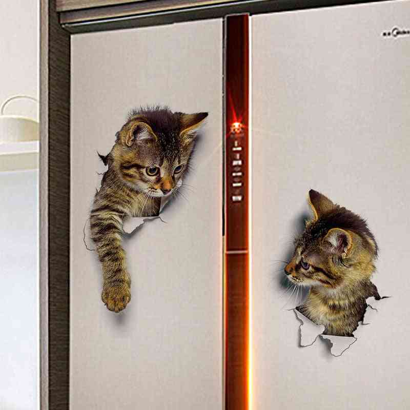 3d Cat Wallpaper For Decorating Bathroom, Toilet, Living Room