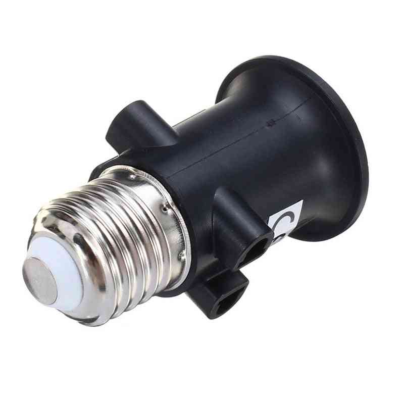 PBT brandsikker e27 pære adapter lampeholder base sokkel konvertering med EU-stik AC100-240V 4A til lys - sort