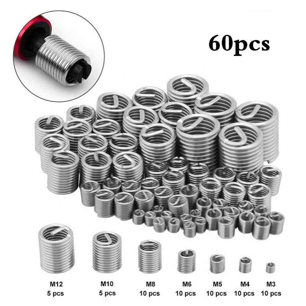 60pcs Industrial, Stainless Steel Spiral Thread Insert Set