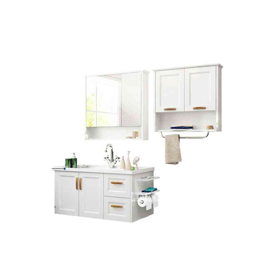 Wooden Toilet Mirror, Wall Cabinet Ceramic Washstand Sink Combination