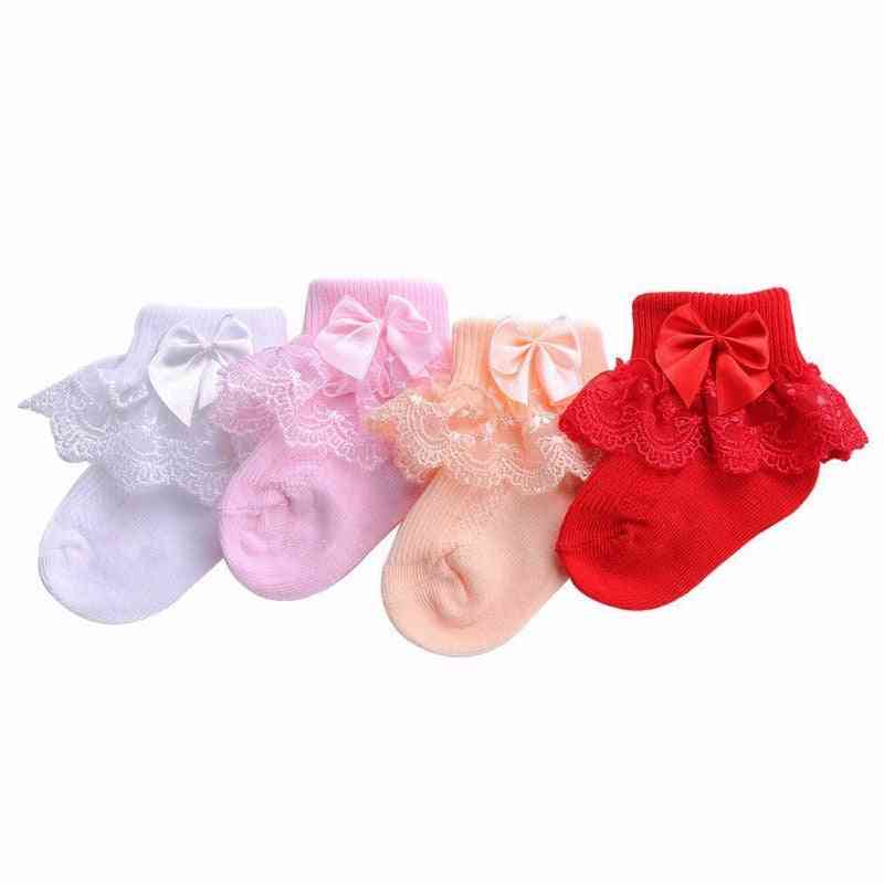 Bow Lace, Newborn Baby Cotton Socks, Cute Princess Style
