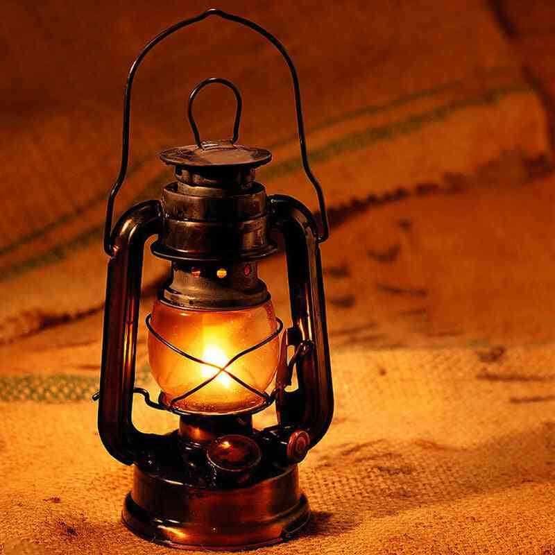 Retro petrolejová lampa na ozdobu, přenosná venkovní kempinková světla