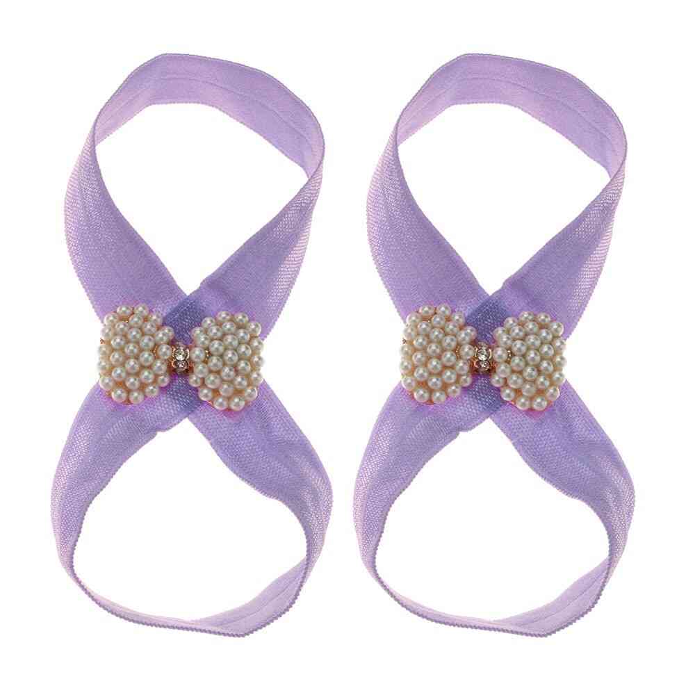 Nyfödda flickor elastiska fotband falska pärla barfota sandaler dekoration bästa valet för födelsedag, fest och foto