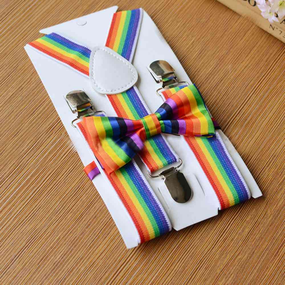 Rainbow Braces, Suspenders And Bow Tie Set