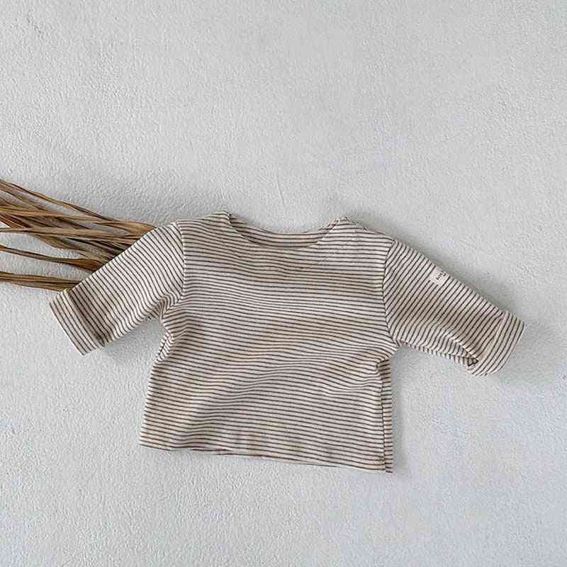 Spring/autumn Cotton Striped-o Neck Tees For Infants