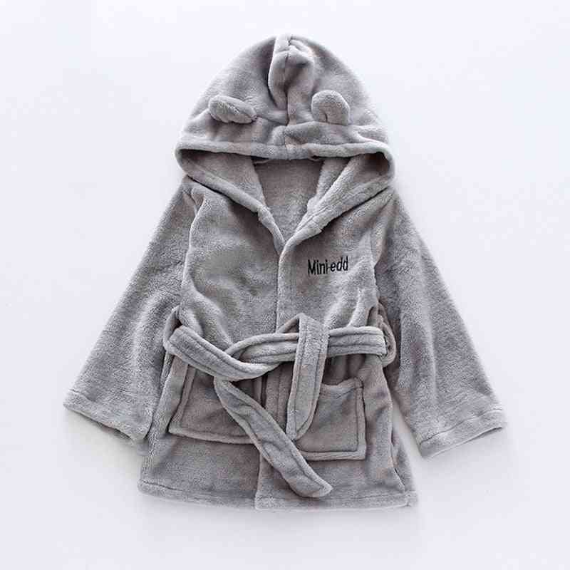 Höst / vinter barn sömnkläder - mantel flanell varm badrock för flickor / pojkar - ah3067vit / 6m