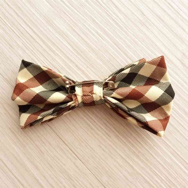 Striped Strap And Plaid Bow Tie Kit For/girls Fashion